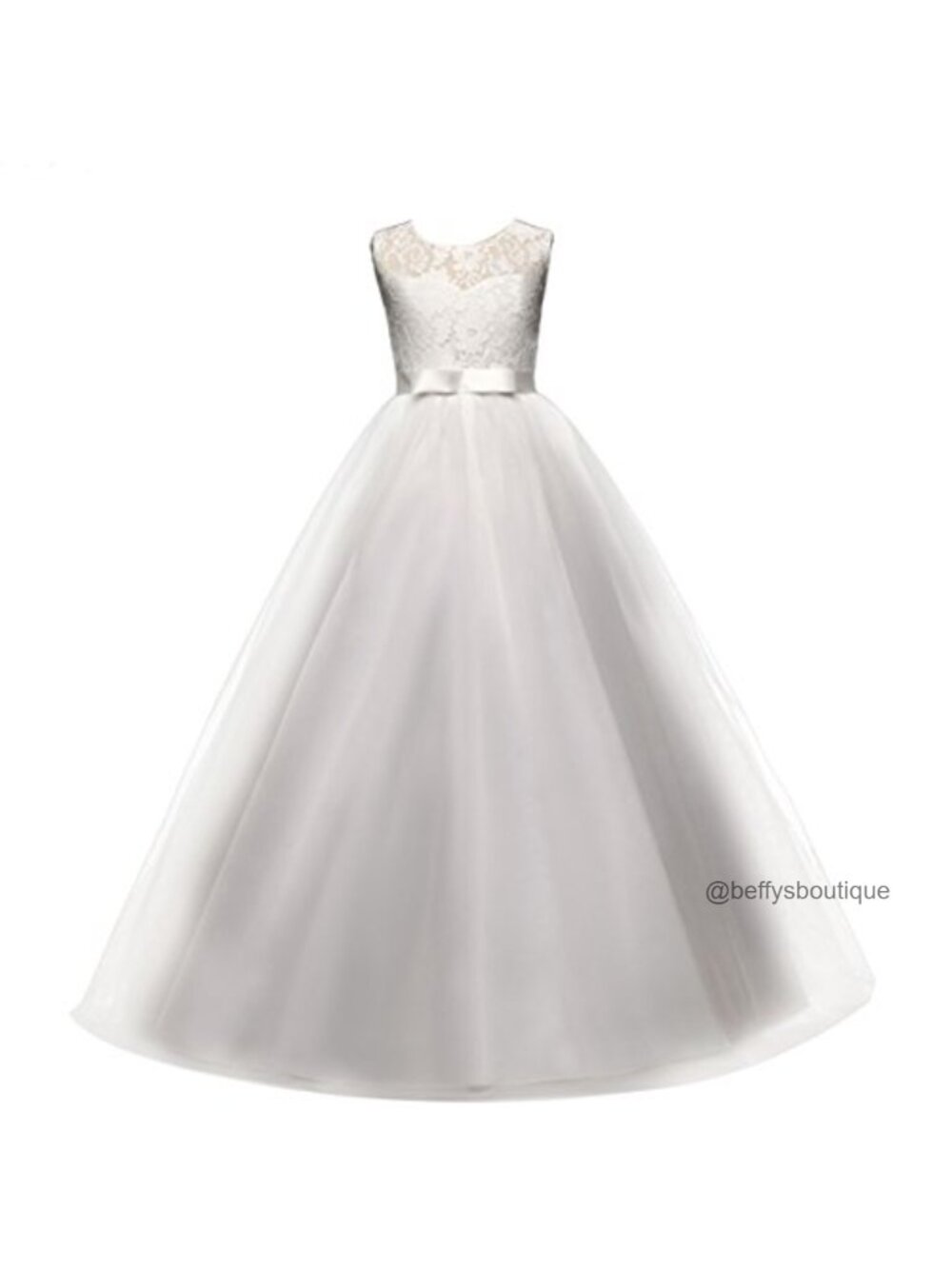Girls Lace Tulle Princess Long Formal Party Pageant Dress Sleeveless